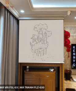 Rèm cuốn che bàn thờ khắc laze họa tiết hoa sen BT045