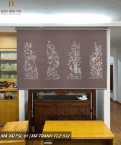 Rèm cuốn che bàn thờ khắc laze họa tiết hoa sen BT047