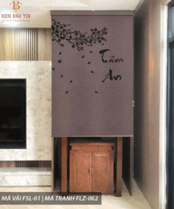Rèm cuốn che bàn thờ khắc laze họa tiết hoa sen BT048