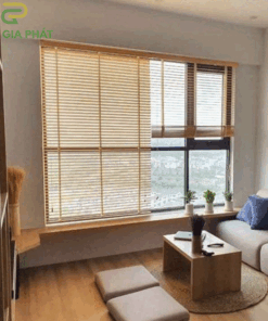Mẫu rèm gỗ phòng khách – Chất liệu gỗ thông tuyết hãng Gracehome bản 5cm