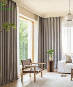 Rèm vải màu ghi sáng đẹp cho phòng khách chung cư mã BYG2909 - 05