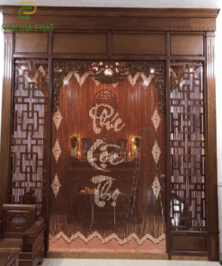 Màn che bàn thờ bằng hạt gỗ mẫu RHG-08