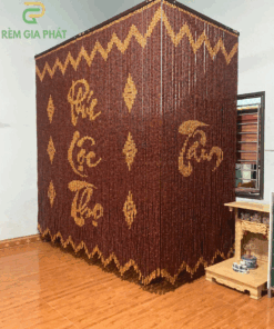 Mành hạt gỗ phong thủy che bàn thờ mẫu RHG-021