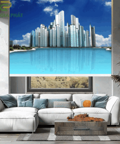 Rèm cuốn in tranh cửa sổ hãng Fivestar mã T2146-01 - Hệ phụ kiện máng thường