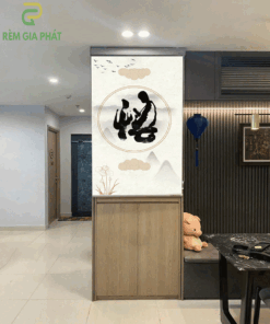 Rèm che ban thờ in tranh họa tiết hoa sen mã RCBT - 01292