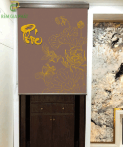 Rèm che ban thờ in tranh họa tiết hoa sen mã RCBT - 01295