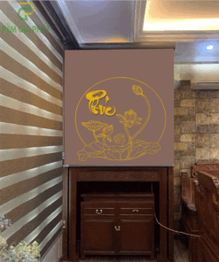 Rèm che ban thờ in tranh họa tiết hoa sen mã RCBT - 01284