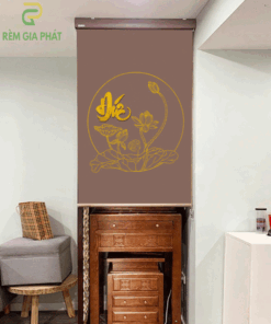 Rèm che ban thờ in tranh họa tiết hoa sen mã RCBT - 01283