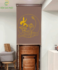 Rèm che ban thờ in tranh họa tiết hoa sen mã RCBT - 01282