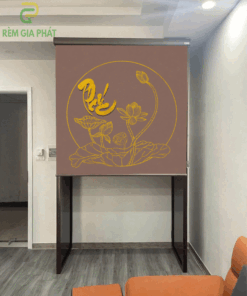 Rèm che ban thờ in tranh họa tiết hoa sen mã RCBT - 01281