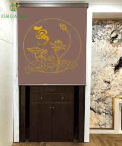 Rèm che ban thờ in tranh họa tiết hoa sen mã RCBT - 01279