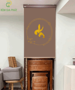 Rèm che ban thờ in tranh họa tiết hoa sen mã RCBT - 01275