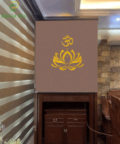 Rèm che ban thờ in tranh họa tiết hoa sen mã RCBT - 01274