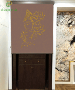 Rèm che ban thờ in tranh họa tiết hoa sen mã RCBT - 01272