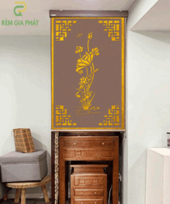 Rèm che ban thờ in tranh họa tiết hoa sen mã RCBT - 01271