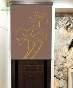 Rèm che ban thờ in tranh họa tiết hoa sen mã RCBT - 01268