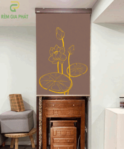 Rèm che ban thờ in tranh họa tiết hoa sen mã RCBT - 01265