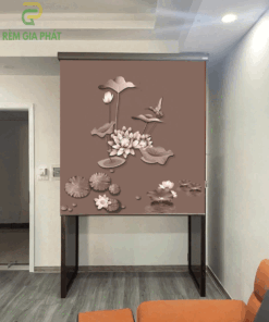 Rèm che ban thờ in tranh họa tiết hoa sen mã RCBT - 01254