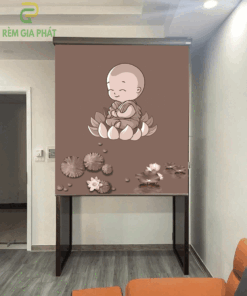 Rèm che ban thờ in tranh họa tiết hoa sen mã RCBT - 01253