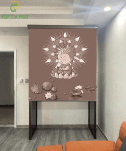 Rèm che ban thờ in tranh họa tiết hoa sen mã RCBT - 01252