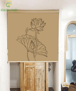 Rèm che ban thờ in tranh họa tiết hoa sen mã RCBT - 01251