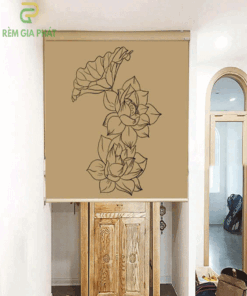 Rèm che ban thờ in tranh họa tiết hoa sen mã RCBT - 01294