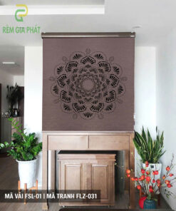 Rèm cuốn che bàn thờ khắc laze họa tiết hoa sen RKBT-1273