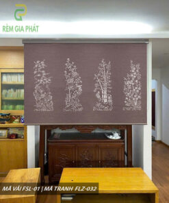 Rèm cuốn che bàn thờ khắc laze họa tiết hoa sen RKBT-1272