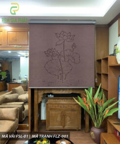 Rèm cuốn che bàn thờ khắc laze họa tiết hoa sen RKBT-1270