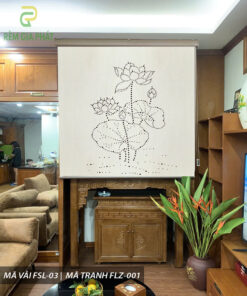 Rèm cuốn che bàn thờ khắc laze họa tiết hoa sen RKBT-1268