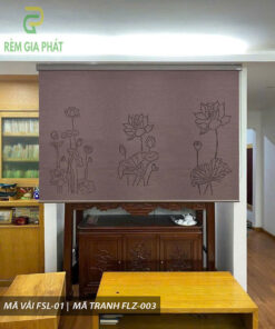 Rèm cuốn che bàn thờ khắc laze họa tiết hoa sen RKBT-1267
