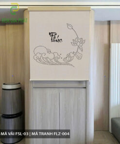 Rèm cuốn che bàn thờ khắc laze họa tiết hoa sen RKBT-1266