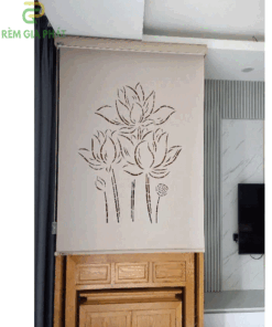 Rèm cuốn che bàn thờ khắc laze họa tiết hoa sen RKBT-1251