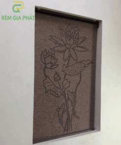Rèm cuốn che bàn thờ khắc laze họa tiết hoa sen RKBT-1263