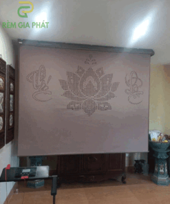 Rèm cuốn che bàn thờ khắc laze họa tiết hoa sen RKBT-1260