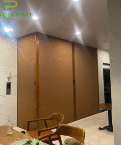Vách rèm tổ ong ngăn phòng- Hệ Pro 2.7 – Mở 2 cánh – Màu vân gỗ
