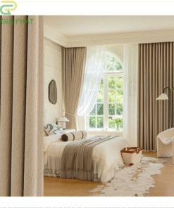 Rèm vải 2 lớp màu vàng giá rẻ cho phòng ngủ mã V2905 - 07