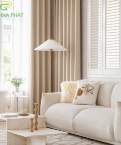 Rèm vải màu ghi sáng đẹp cho phòng khách chung cư mã BYG2909 - 09