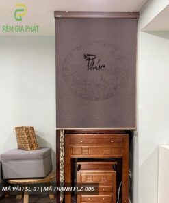 Rèm cuốn che bàn thờ khắc laze họa tiết hoa sen RKBT-1295