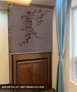 Rèm cuốn che bàn thờ khắc laze họa tiết hoa sen RKBT-1283