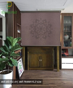 Rèm cuốn che bàn thờ khắc laze họa tiết hoa sen RKBT-1279