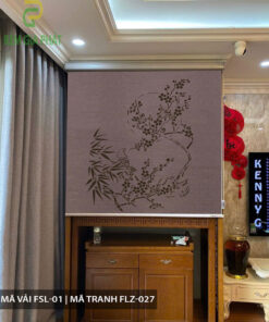 Rèm cuốn che bàn thờ khắc laze họa tiết hoa sen RKBT-1277