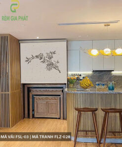 Rèm cuốn che bàn thờ khắc laze họa tiết hoa sen RKBT-1276