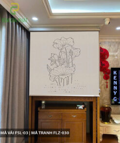 Rèm cuốn che bàn thờ khắc laze họa tiết hoa sen RKBT-1274