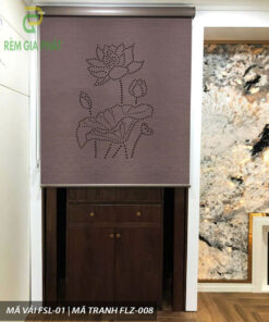 Rèm cuốn che bàn thờ khắc laze họa tiết hoa sen RKBT-1293