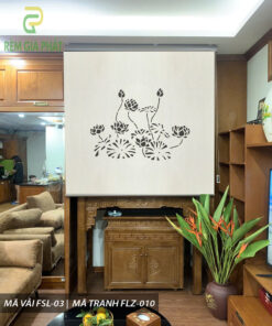 Rèm cuốn che bàn thờ khắc laze họa tiết hoa sen RKBT-1291