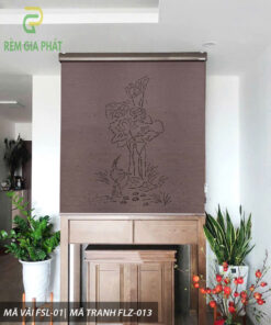 Rèm cuốn che bàn thờ khắc laze họa tiết hoa sen RKBT-1289