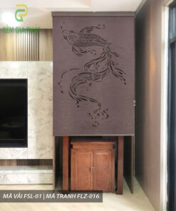 Rèm cuốn che bàn thờ khắc laze họa tiết hoa sen RKBT-1287