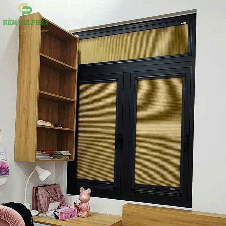 Vách rèm tổ ong gắn kính đẹp mã FSV005